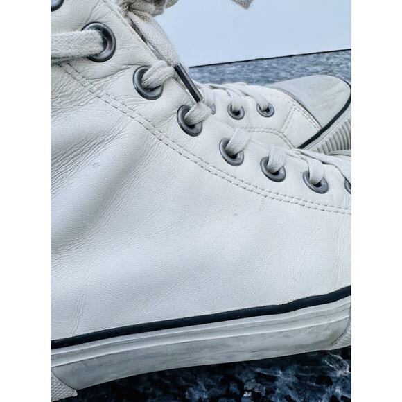 AllSaints Chalk White Leather Sneakers Hi Top Men’s Size 41 Used main image 6